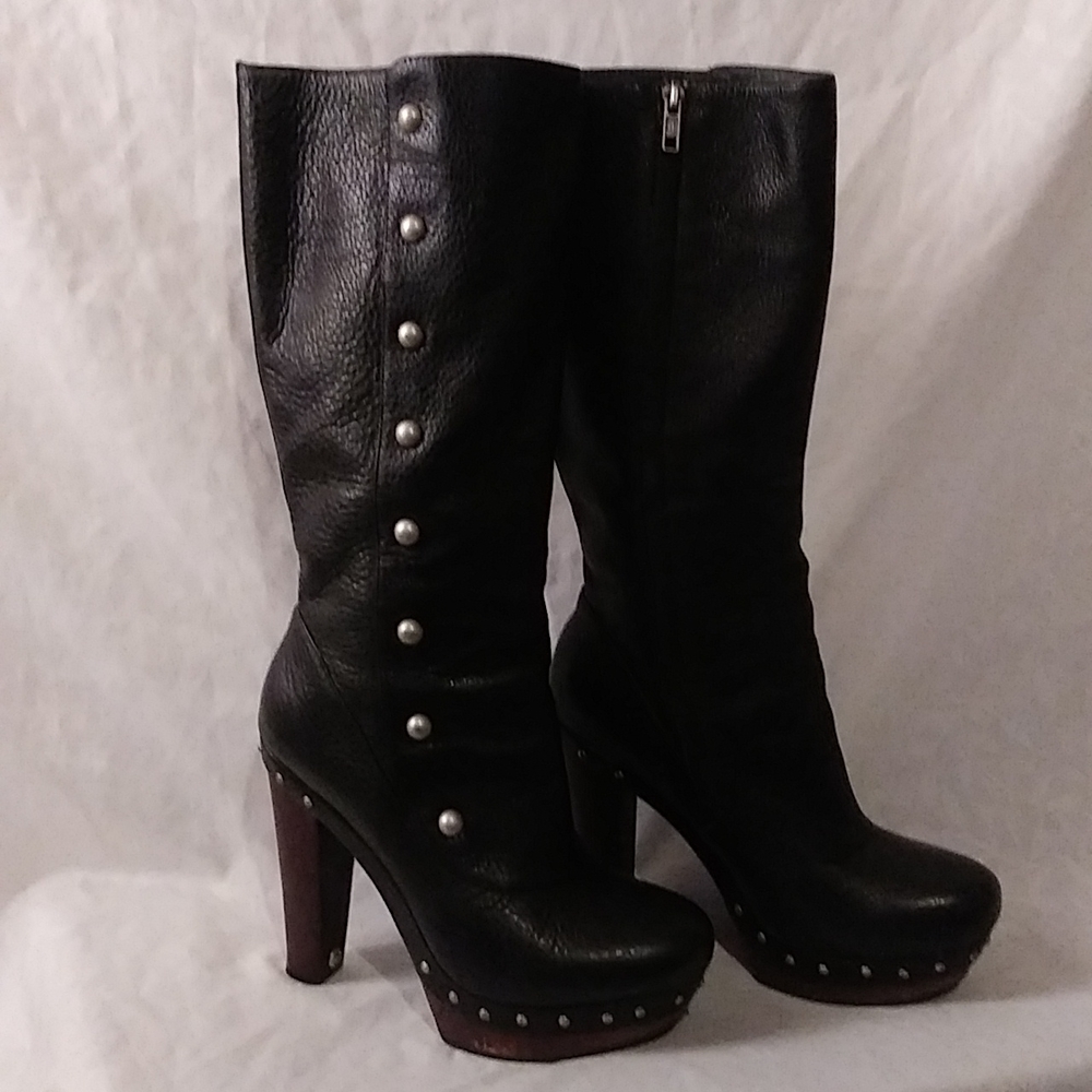 Black, leather Ugg boots, size 9